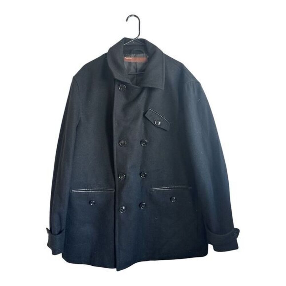 Perry Ellis Men's‎  Coat Size XXL Black Wool Blend Jacket Double Breasted coat